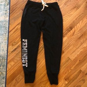 Custom Made Screen Printed “Feminist” Joggers